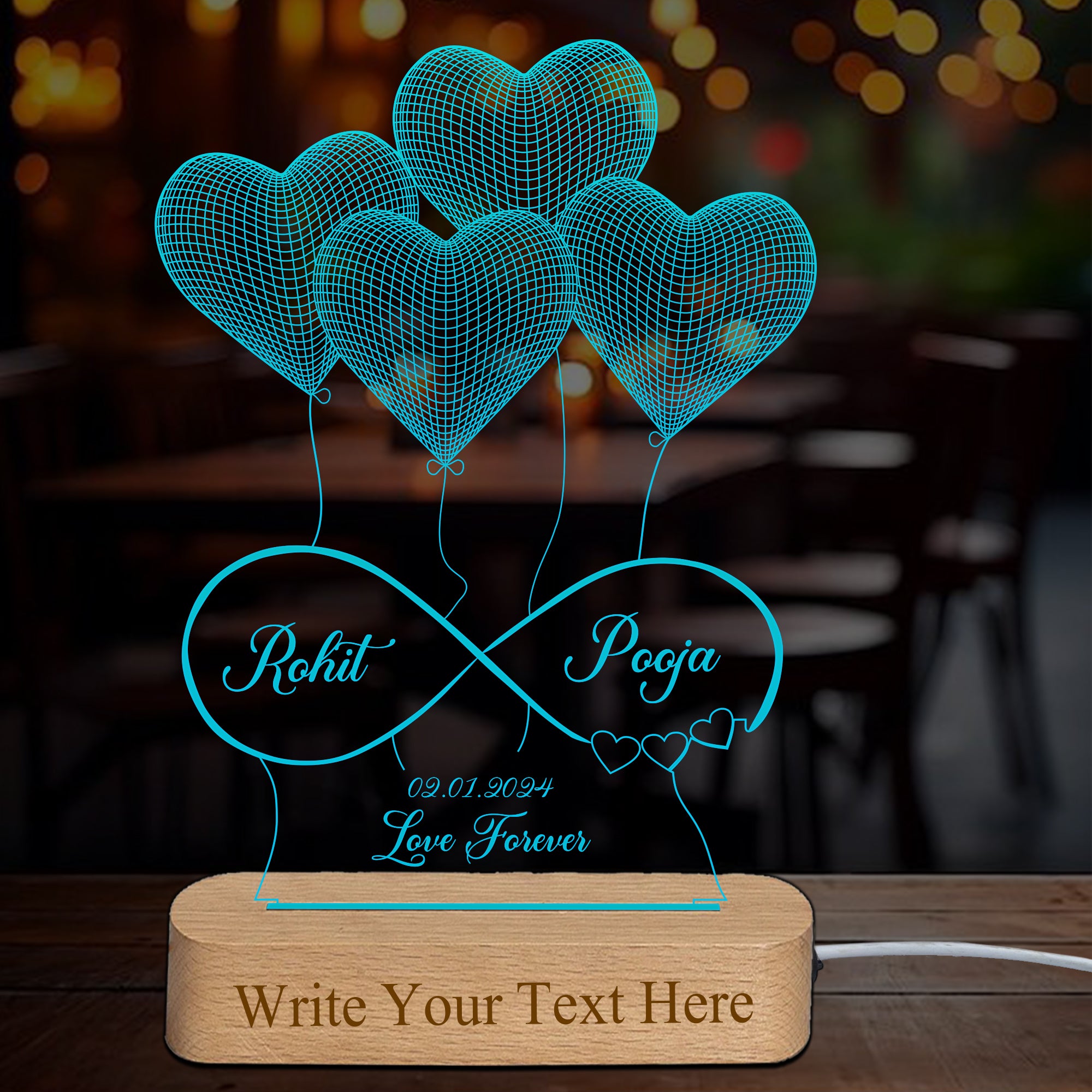 Shayona "Eternal Love Illuminated: Customizable 3D Lamp for Special Occasions!"