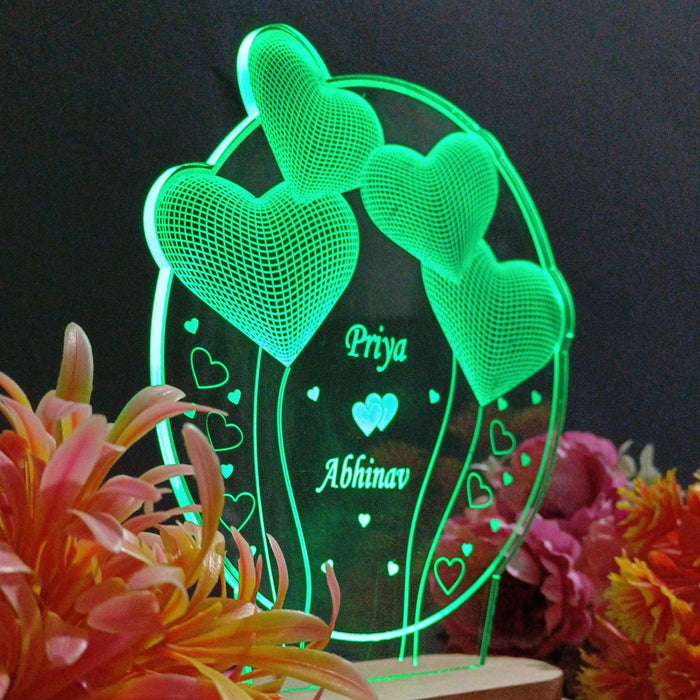 Shayona 3D Illusion Personalized LED Table Lamp for Couples| Customized Name Night Lamp for Wedding Marriage Anniversary| Wedding Return Couple Gift for Friend, Parents, Wife, Husband. Design 9