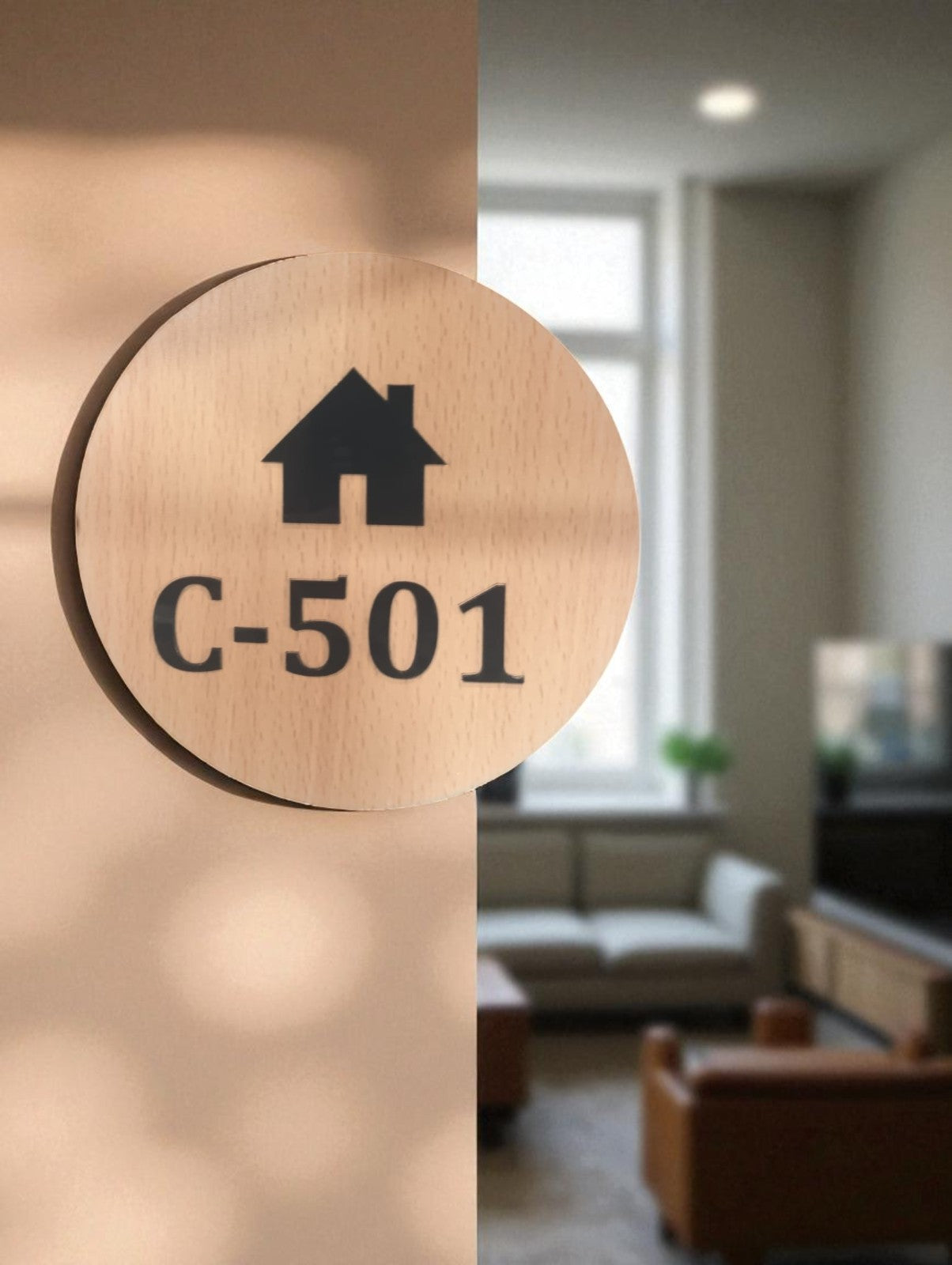 Shayona Gift Shop Round Wooden House Number Plate