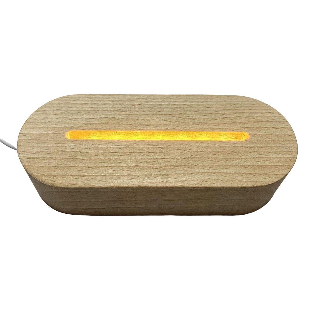Wooden warm white LED Light Base Acrylic Display Stand Lamp for Crystals Glass Art