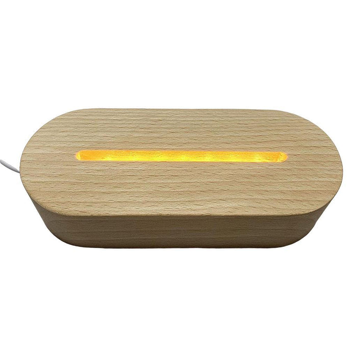 Wooden warm white LED Light Base Acrylic Display Stand Lamp for Crystals Glass Art