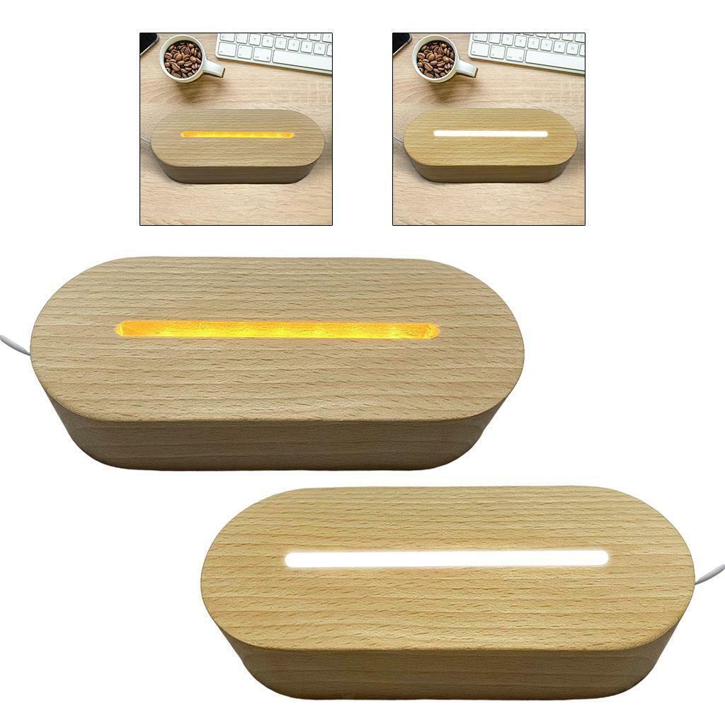 Wooden warm white LED Light Base Acrylic Display Stand Lamp for Crystals Glass Art