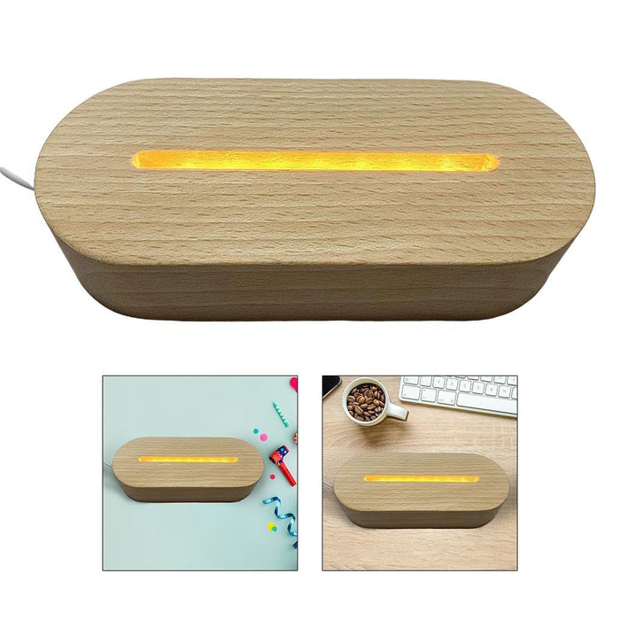 Wooden warm white LED Light Base Acrylic Display Stand Lamp for Crystals Glass Art