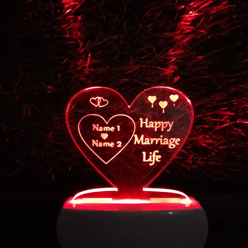 Personalize Single Heart Plug in Lamp