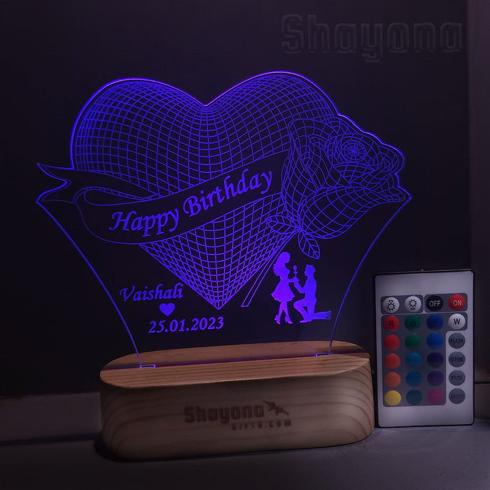 3D Led Lamp Acrylic Night Light Anniversary Gift, Engagement Gift