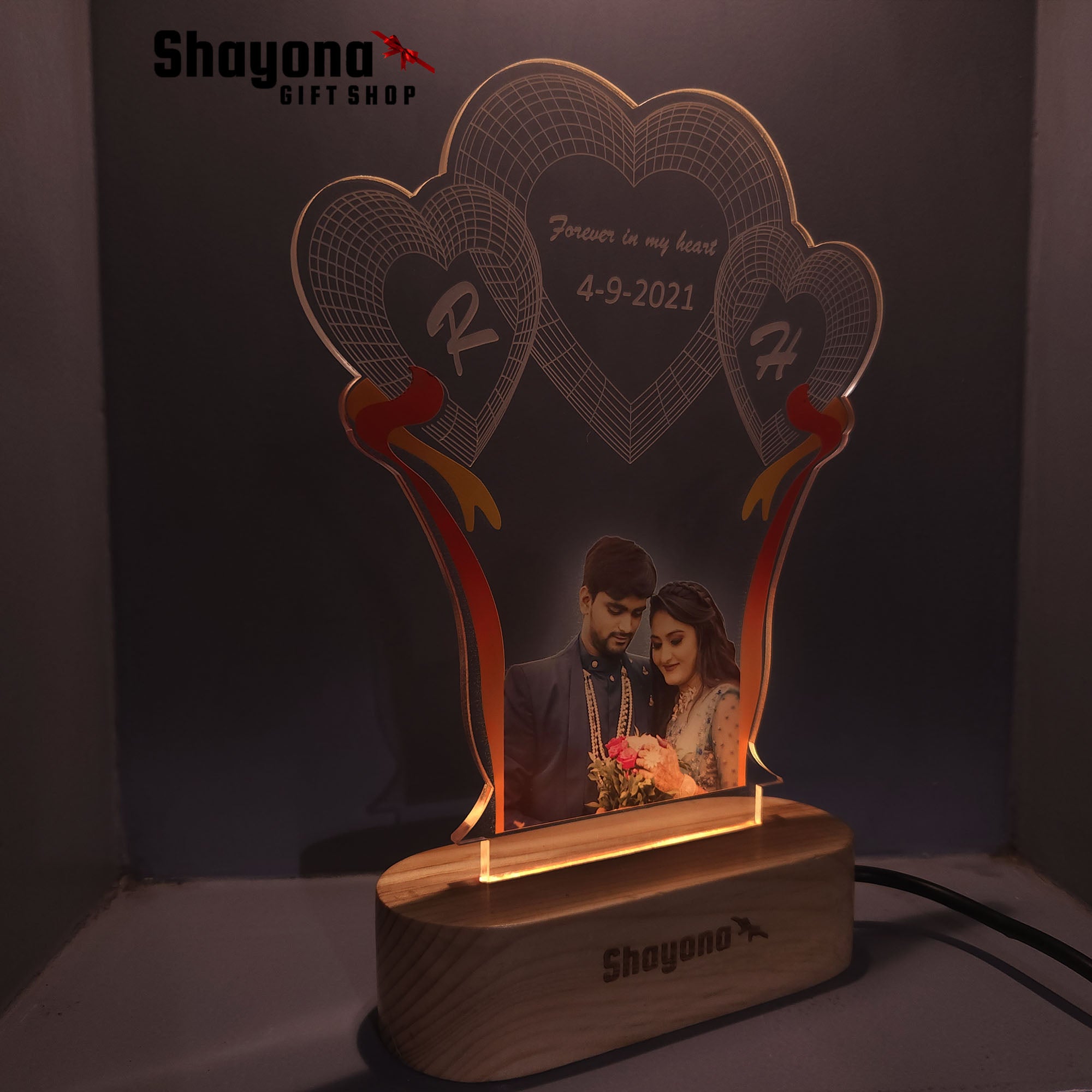  Anniversary Engraved Lamp With Photo
