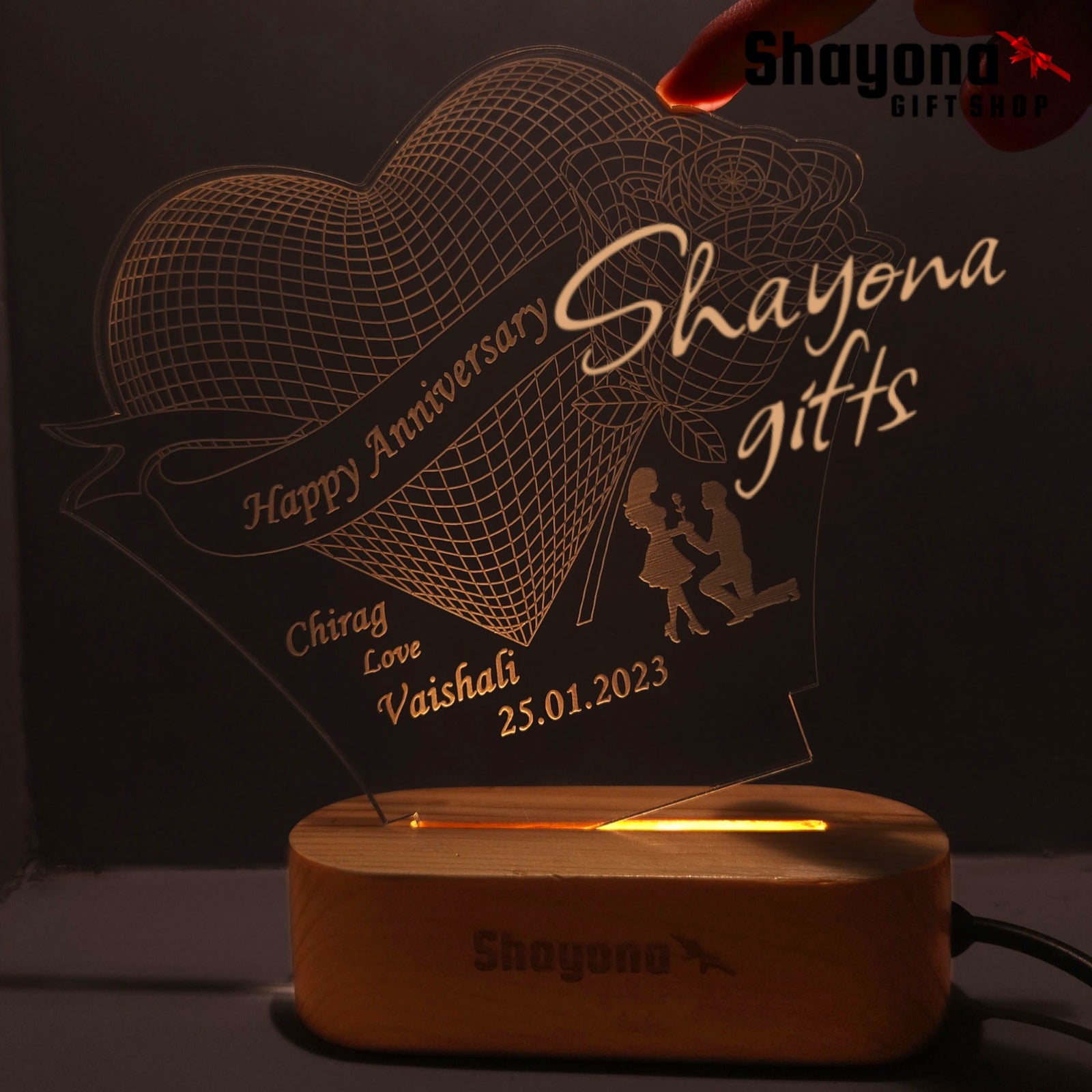 Personalized Marriage Anniversary with Name And date Acrylic LED Table Lamp