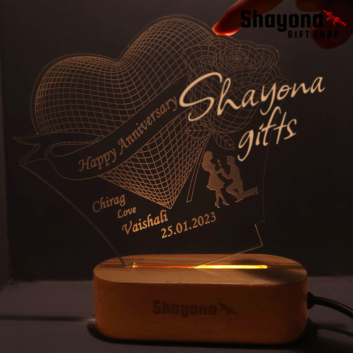 Personalized Marriage Anniversary with Name And date Acrylic LED Table Lamp