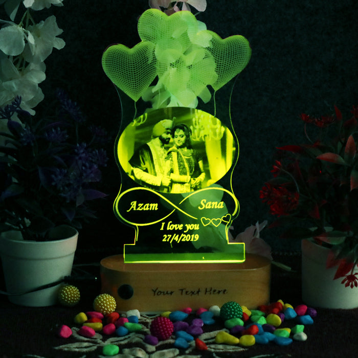 Multicolor 4 heart Personalized Led Table Lamp